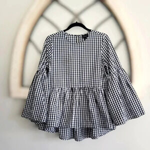 Who What Wear Black and White Gingham Blouse